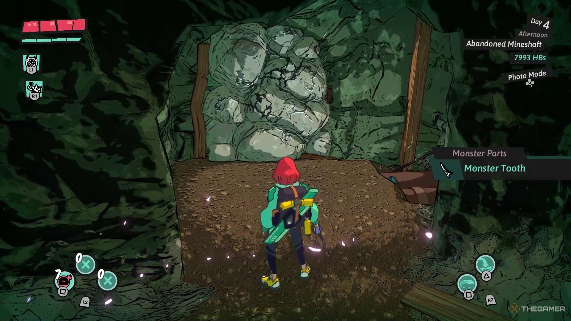 Luisa in front of a cracked wall in Dungeons of Hinterberg.