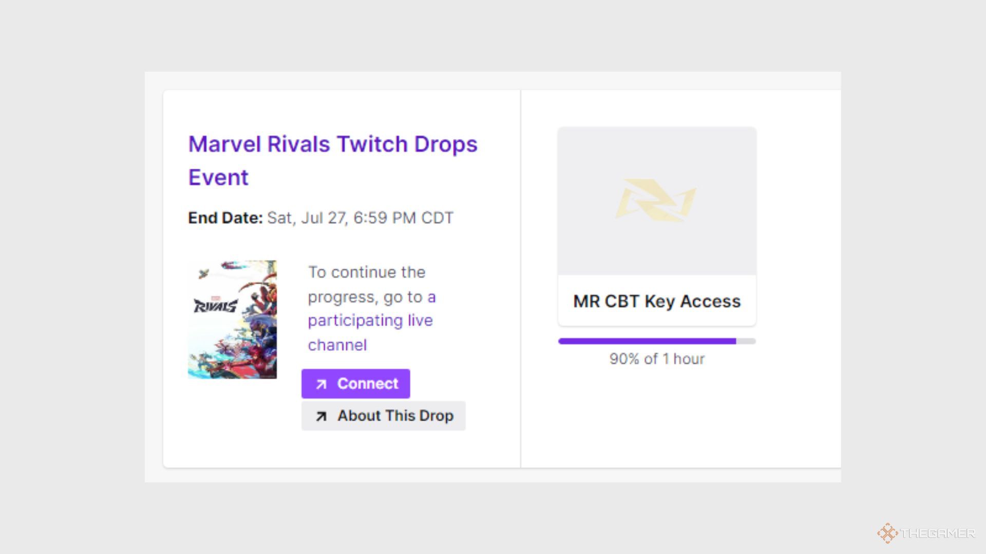 A screenshot showing the Marvel Rivals Twitch Drop Event progress.