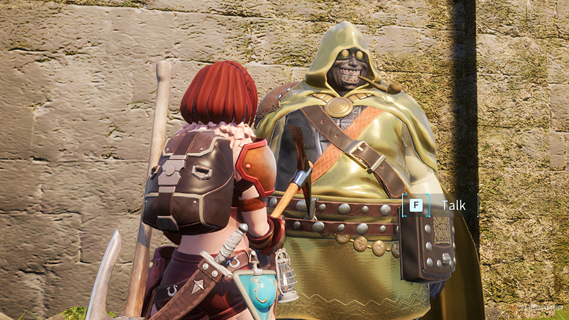 Palworld standing in front of the Medal Merchant
