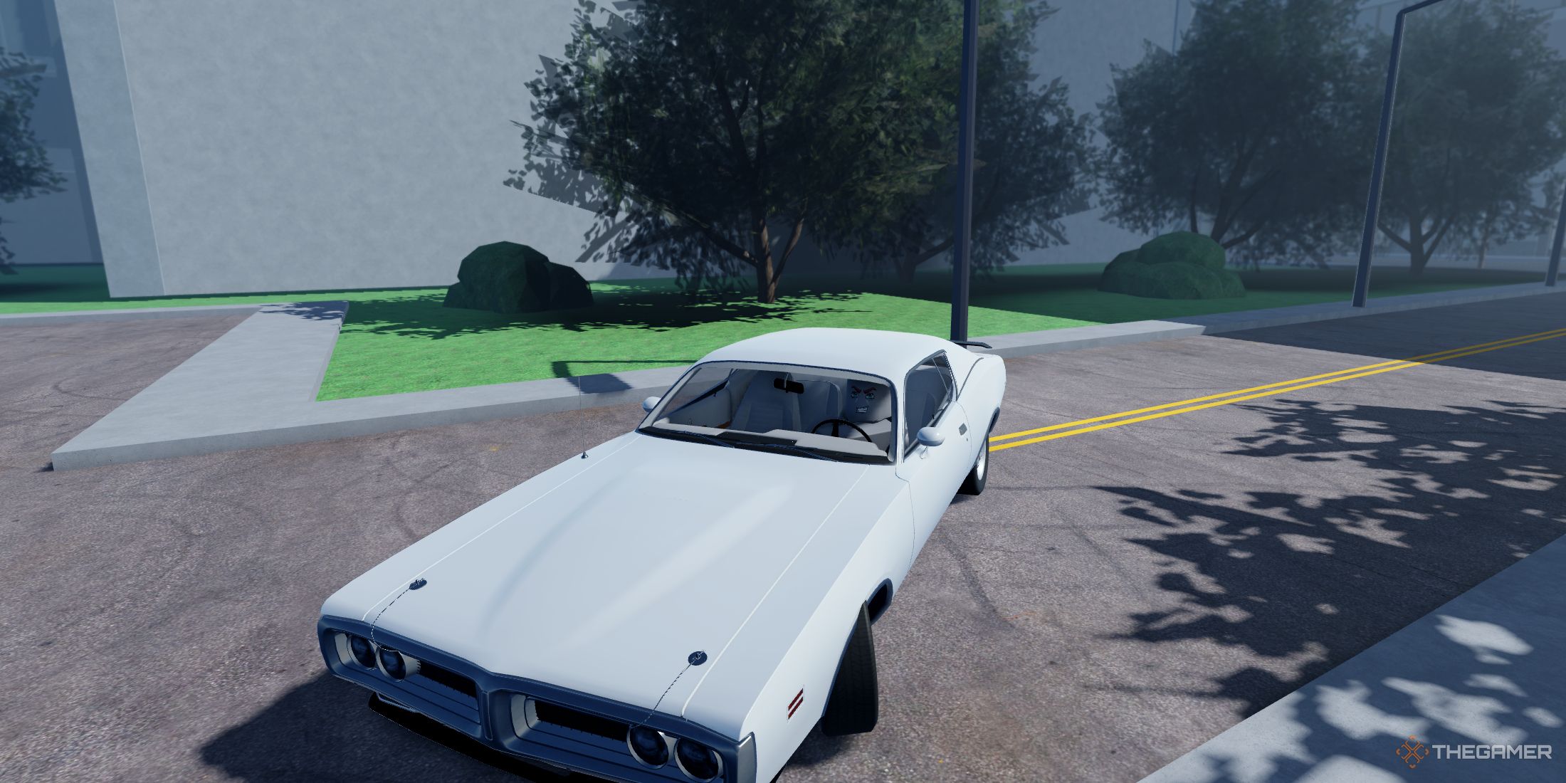 a player inside his car in Highway Legends on Roblox