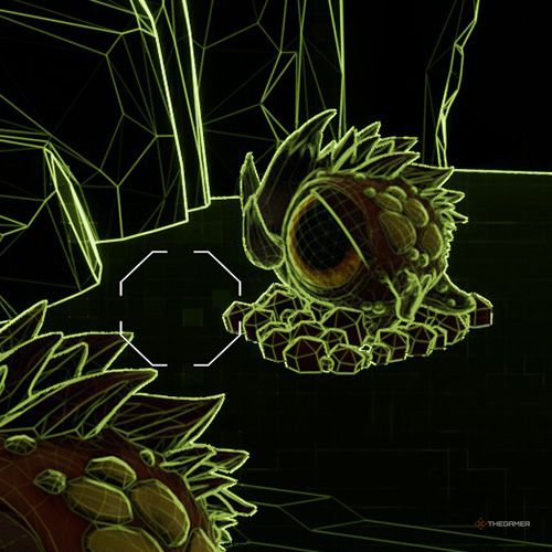 The player scans some Pufferbirds in ice caverns in Journey To The Savage Planet.