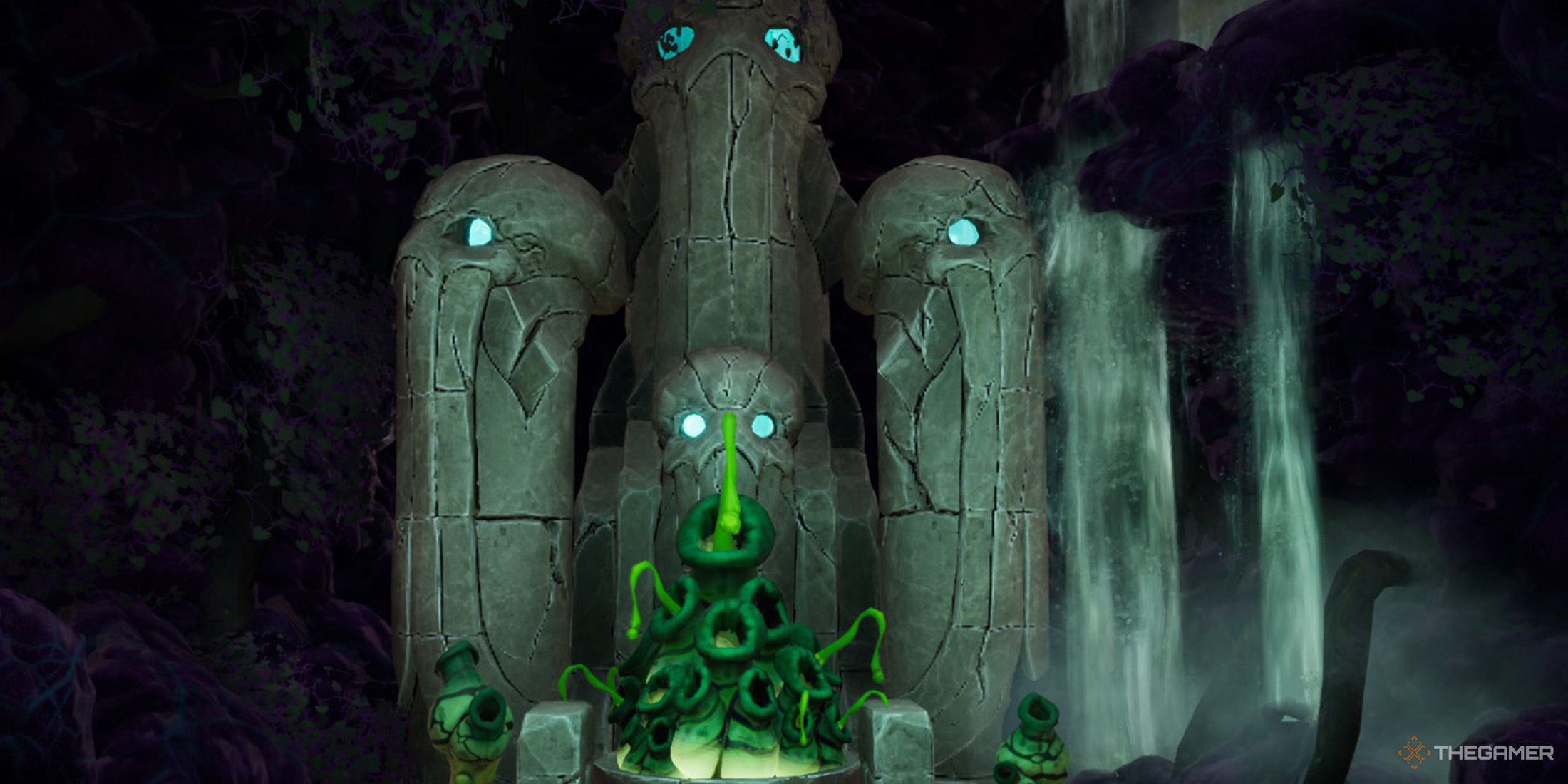 There is a Blight Bomb Stabilizer Shrine inside a cave in Journey To The Savage Planet.