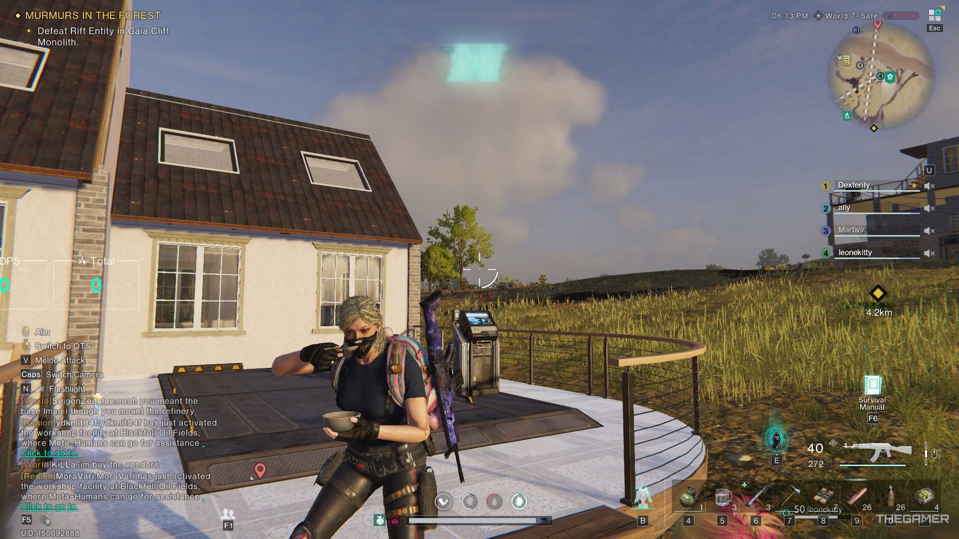 A screenshot showing a Once Human character eating.