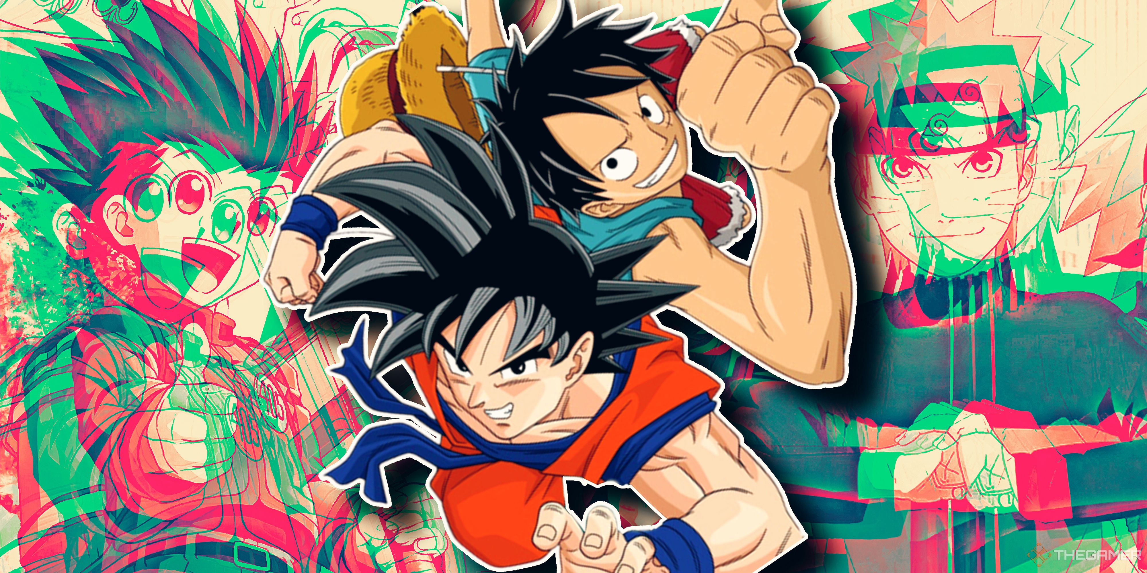 Goku and Luffy crossover, Naruto Shippuden and Hunter x Hunter.