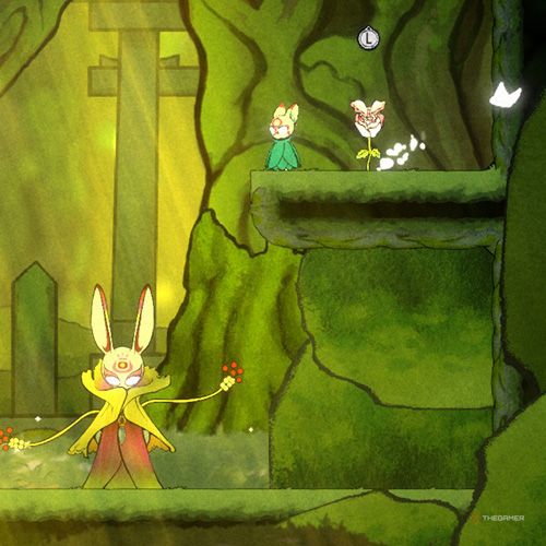 Bo is standing next to first Bunny Blossom in Bo - Path Of The Teal Lotus.