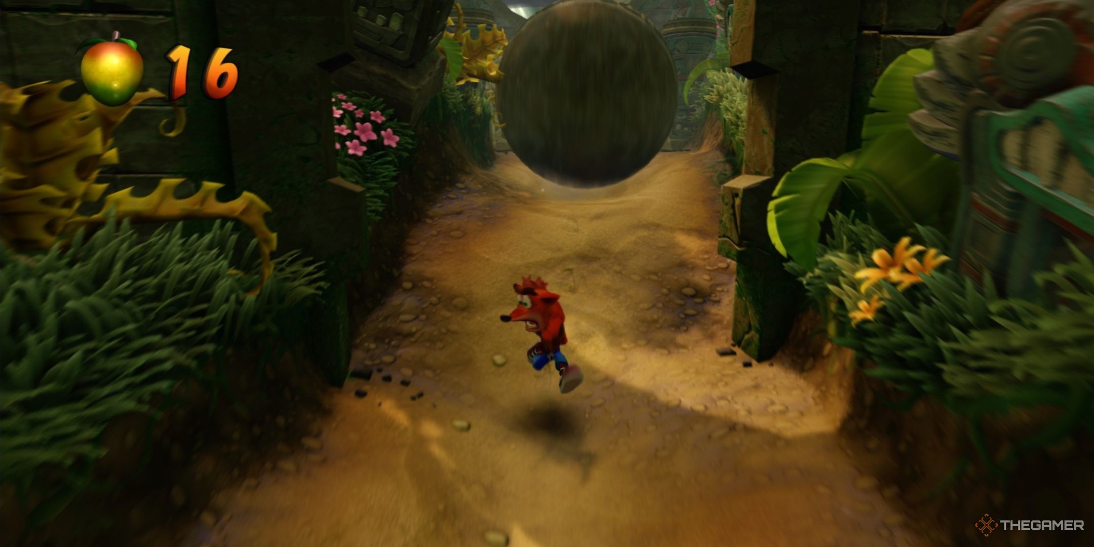 Crash running from a boulder from Crash 1 in Crash Bandicoot N. Sane Trilogy.