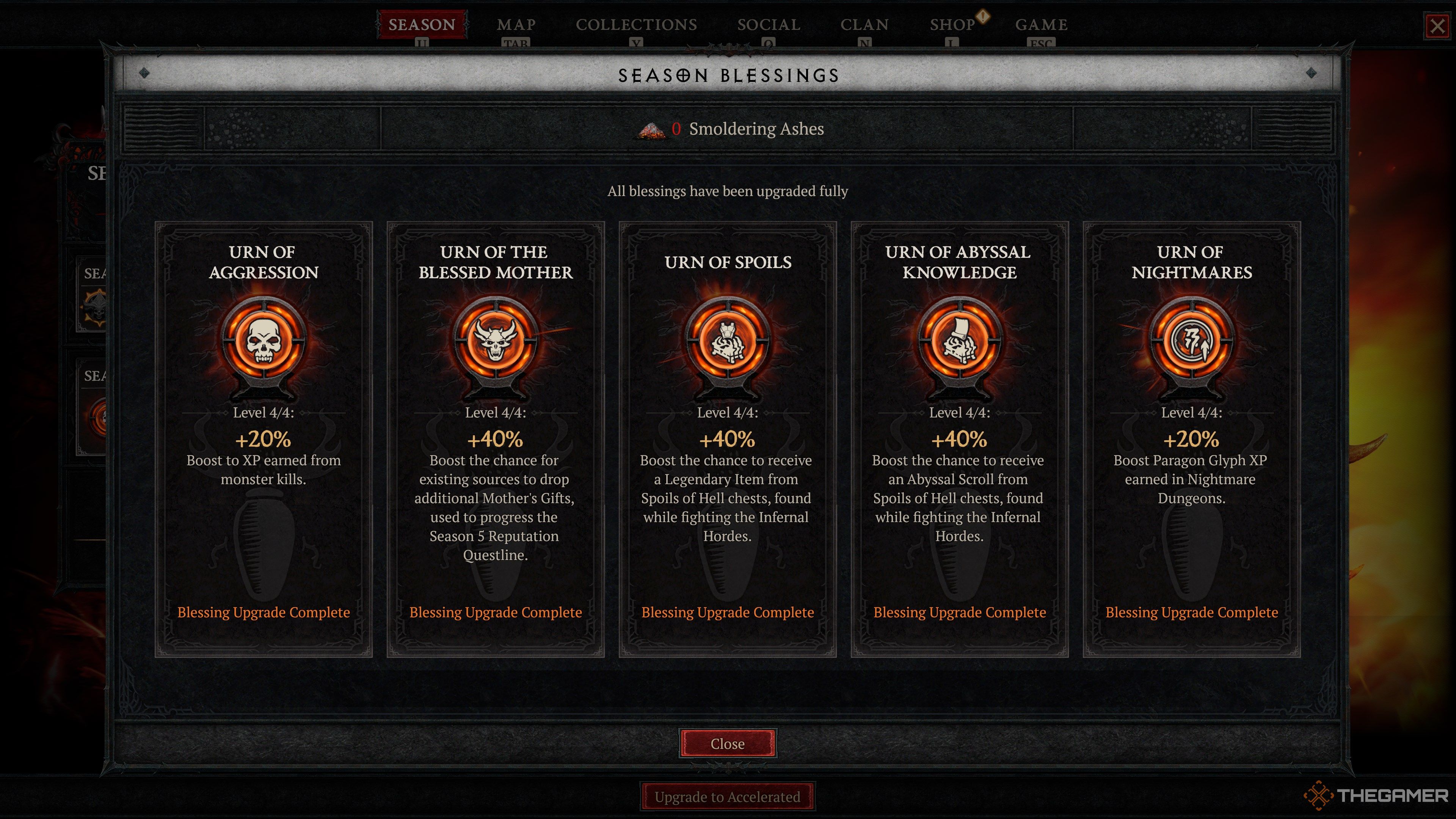 Diablo 4 Season 5 Smouldering Ash Bonuses