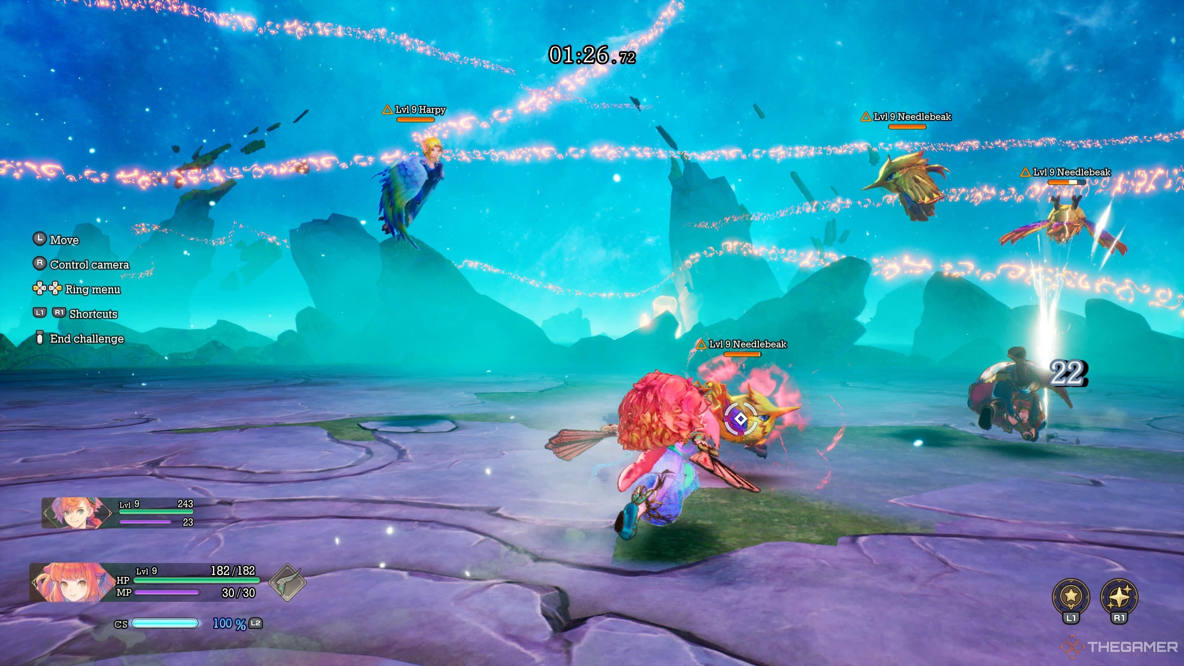 Careena battles multiple enemies in a Vision of Mana elemental aerie