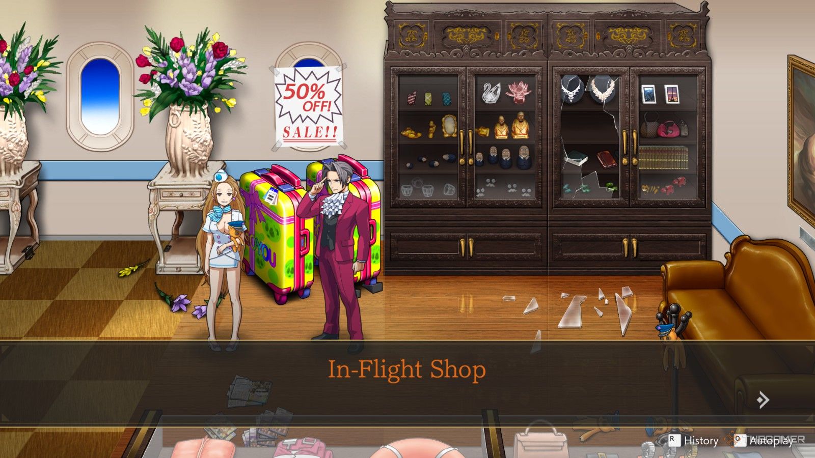 Investigating the In-Flight Shop in Ace Attorney Investigations Miles Edgeworth.