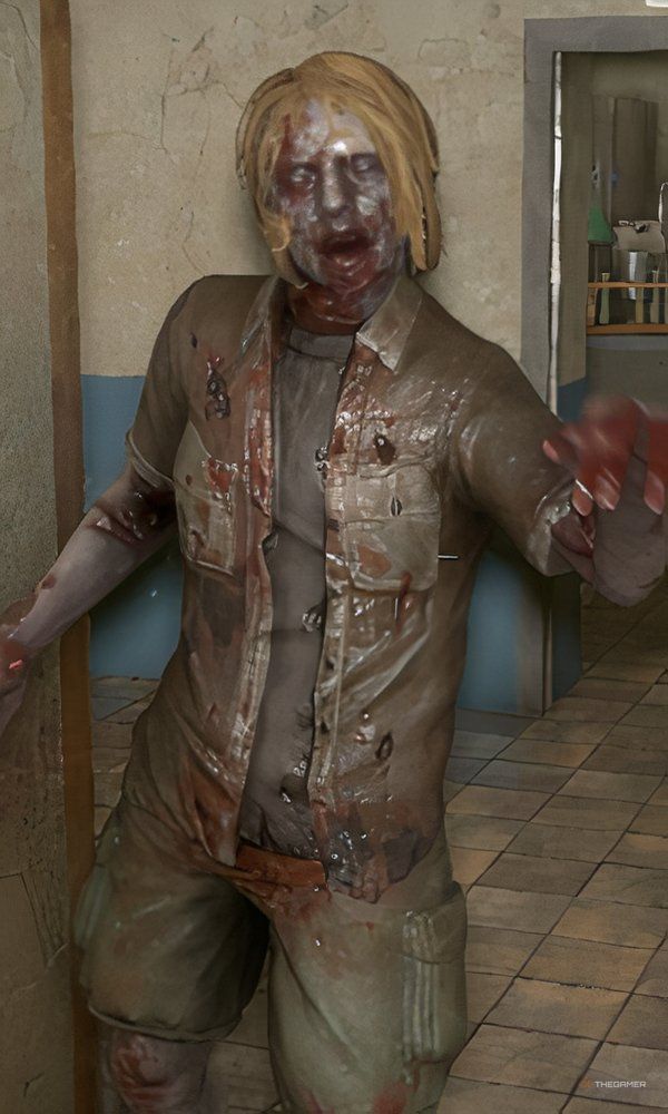 Close up view of a normal camper zombie in 7 Days To Die.