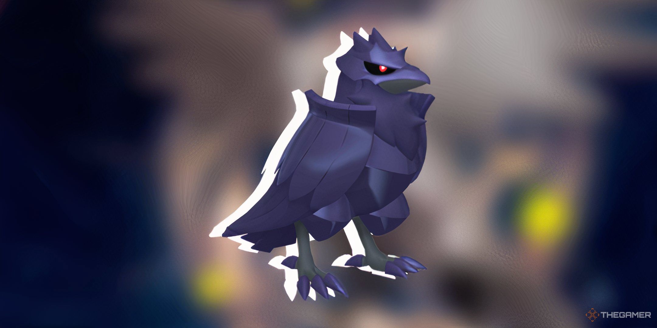 Pokemon Corviknight over blurred background.