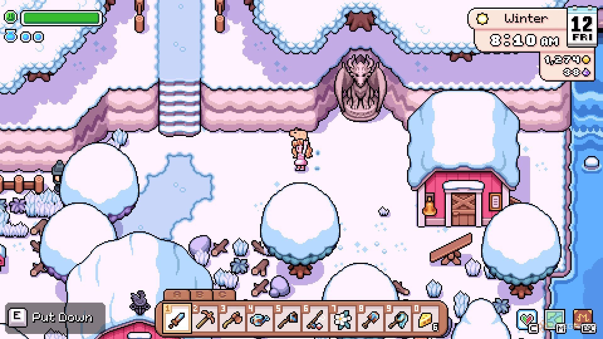 The player holding a Crapybara in Fields of Mistria. 