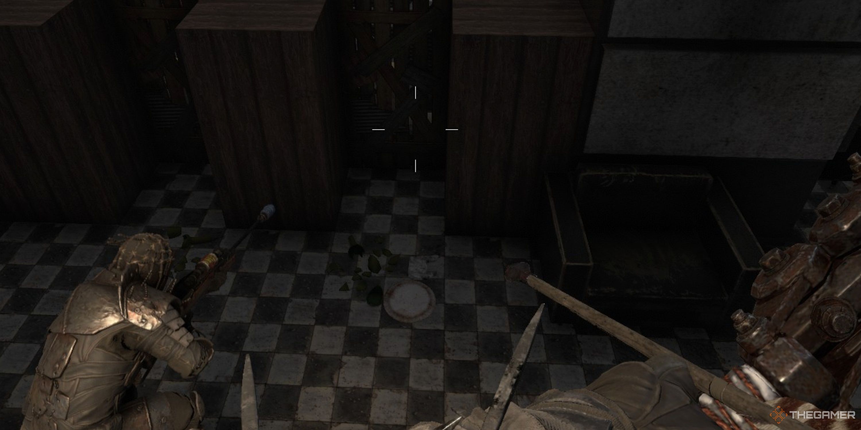 Two players aiming at a door in 7 Days to Die.