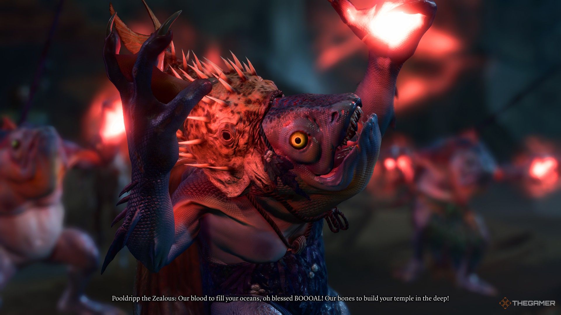 Kuo-Toa dance to BOAAL's rite upon first discovery in Baldur's Gate 3.