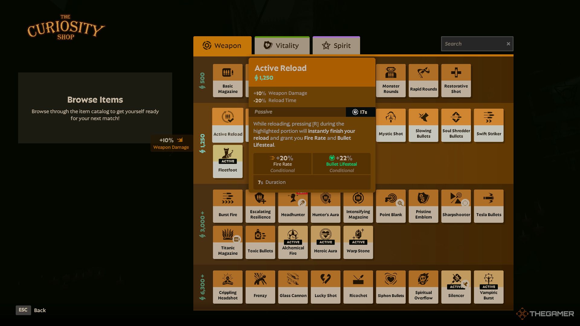 Active Reload item in the Curiosity Shop in Deadlock.