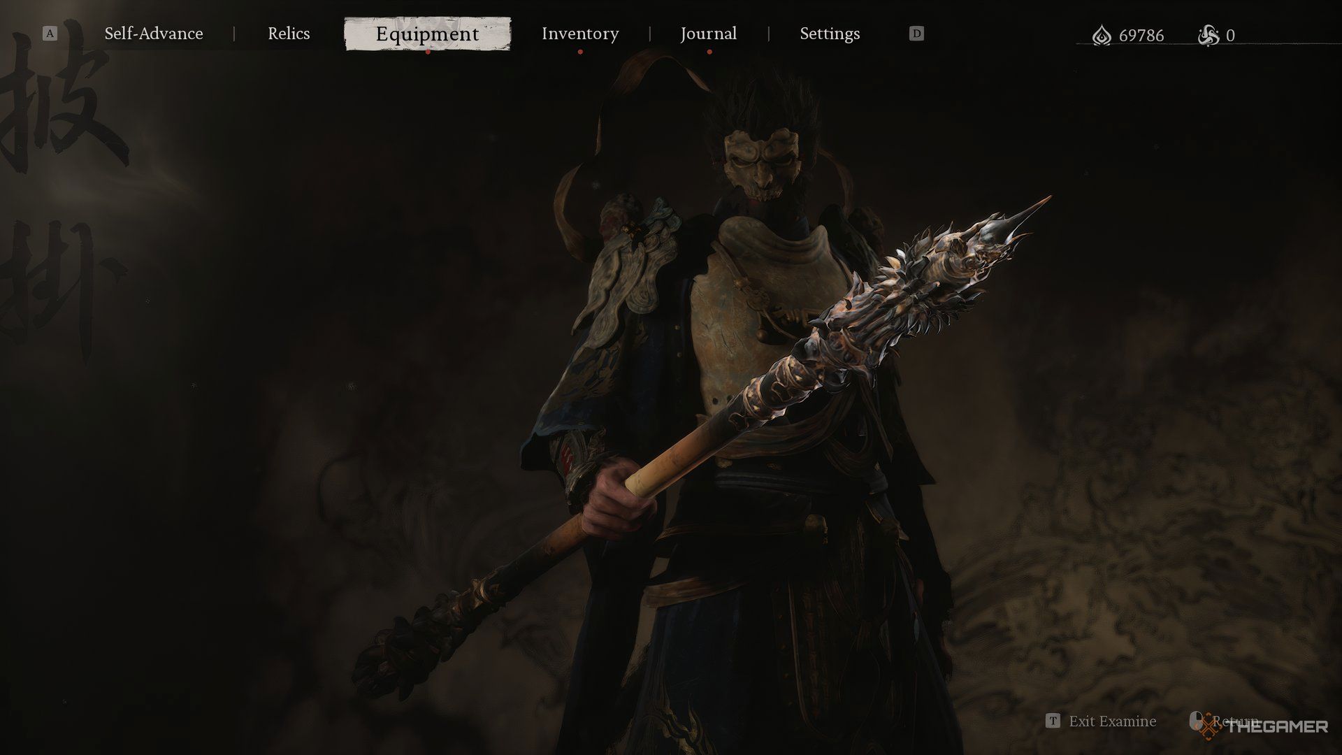 The Destined One wearing the Golden Set and holding the Chitin Staff in Black Myth: Wukong.