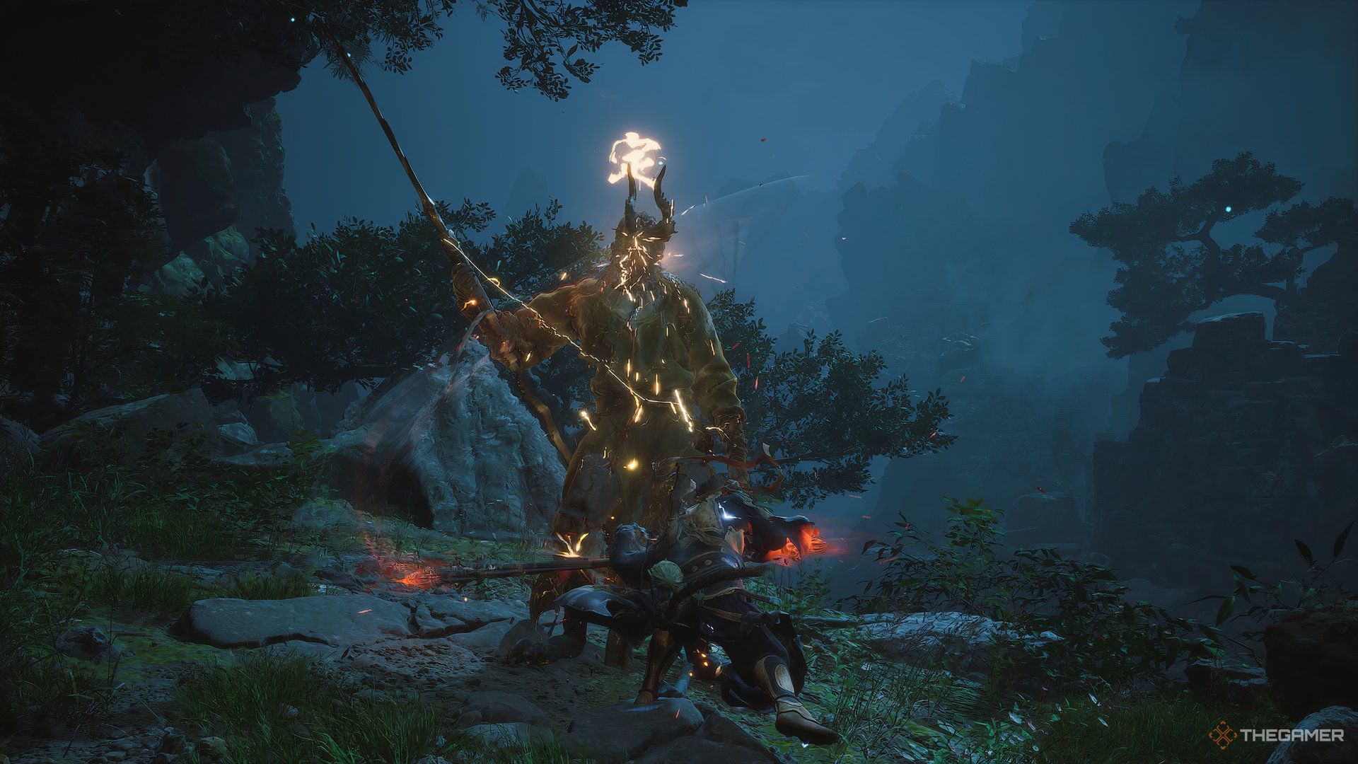 The Black Myth: Wukong Yellow Loong immobilized by the Destined One's spell.