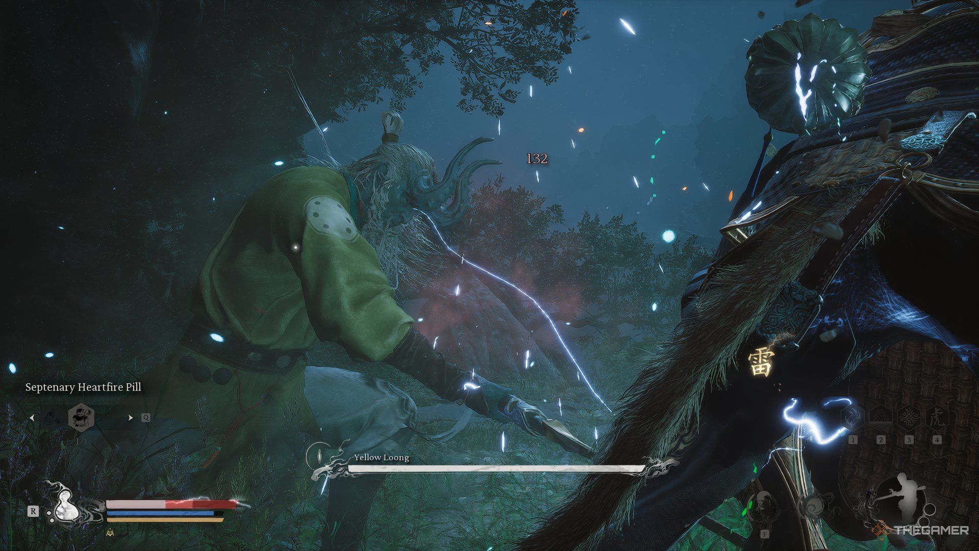 The Destined One caught in the Yellow Loong's grab attack in Black Myth: Wukong.