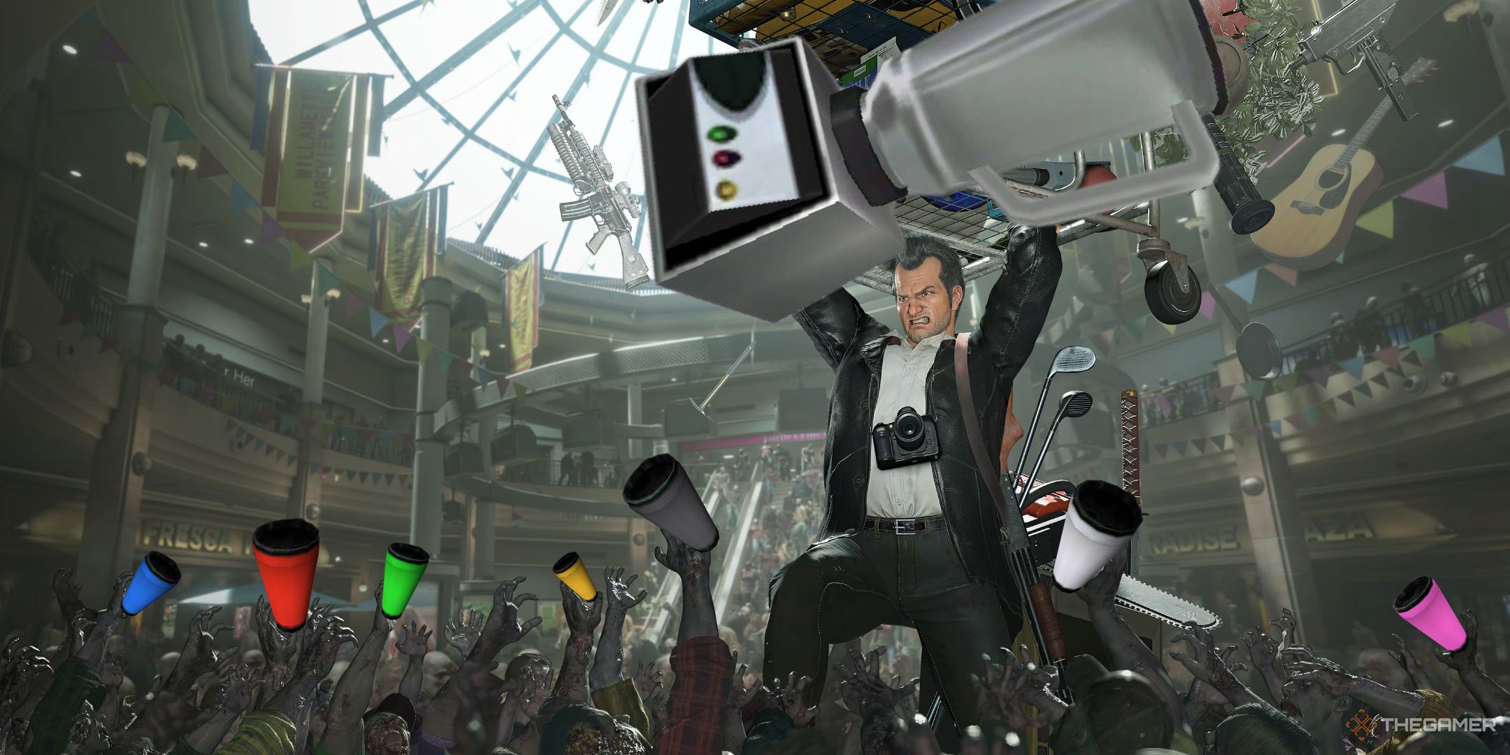 Frank West Holding Up A Blender.