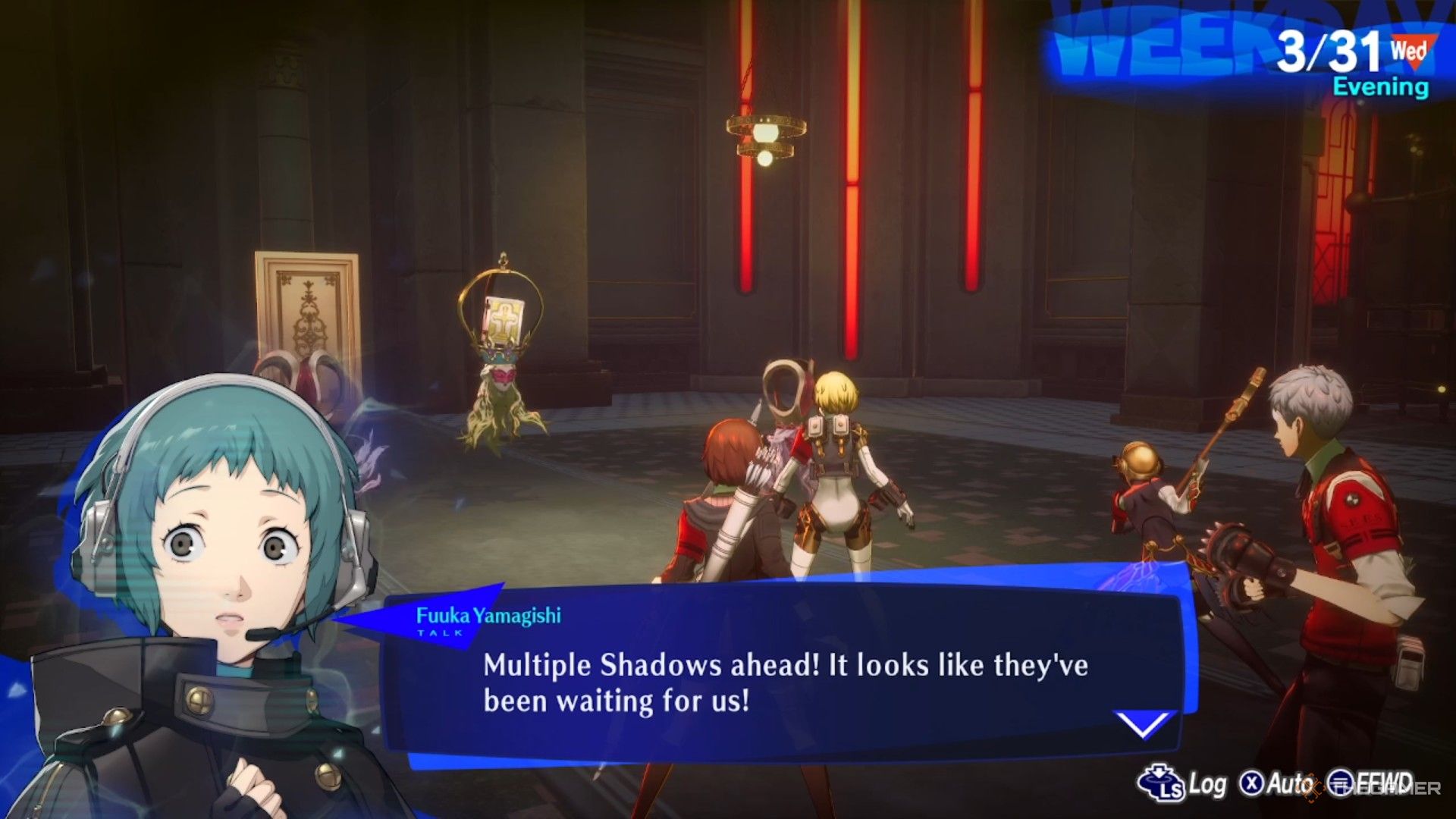 Fuuka introducing the Wrathful Book boss in Persona 3 Reload Episode Aigis.