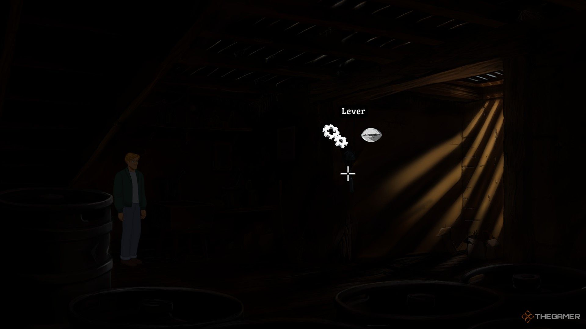George flipping the lever in Broken Sword Reforged.