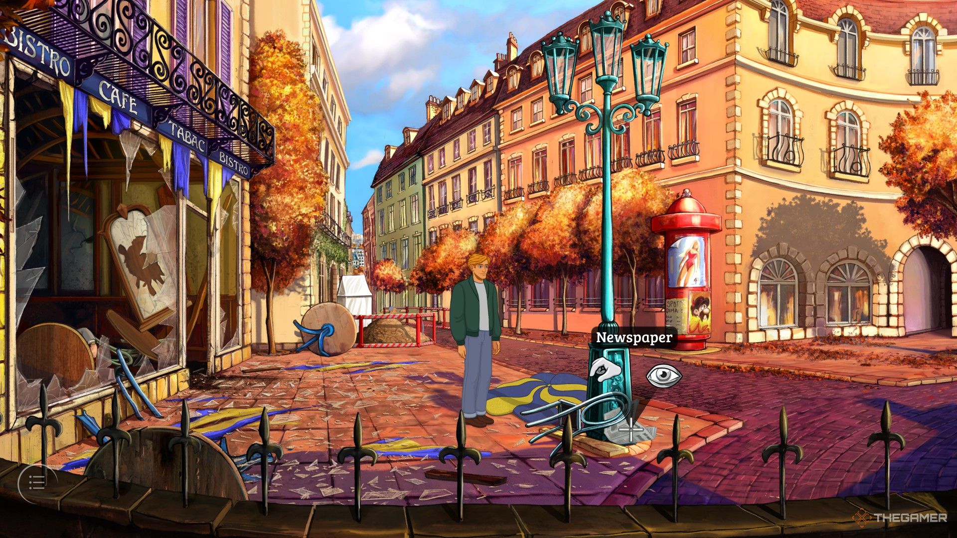 George picking up the newspaper in Broken Sword Reforged.