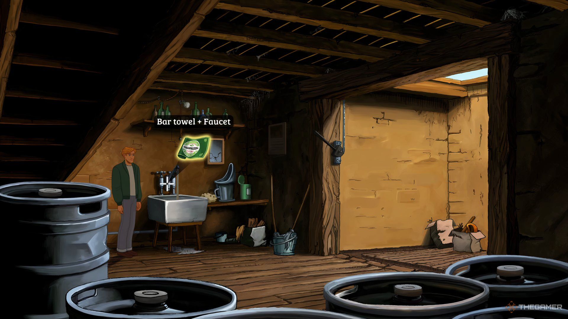 George wetting the cloth in Broken Sword Reforged.