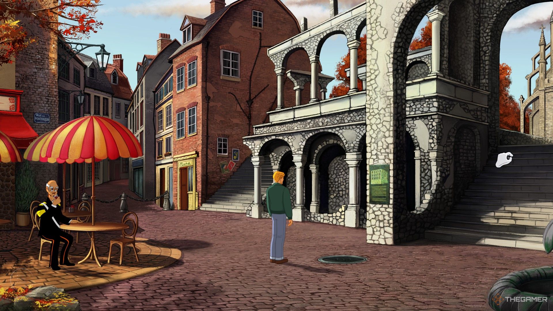 Heading towards the church in Broken Sword Reforged.