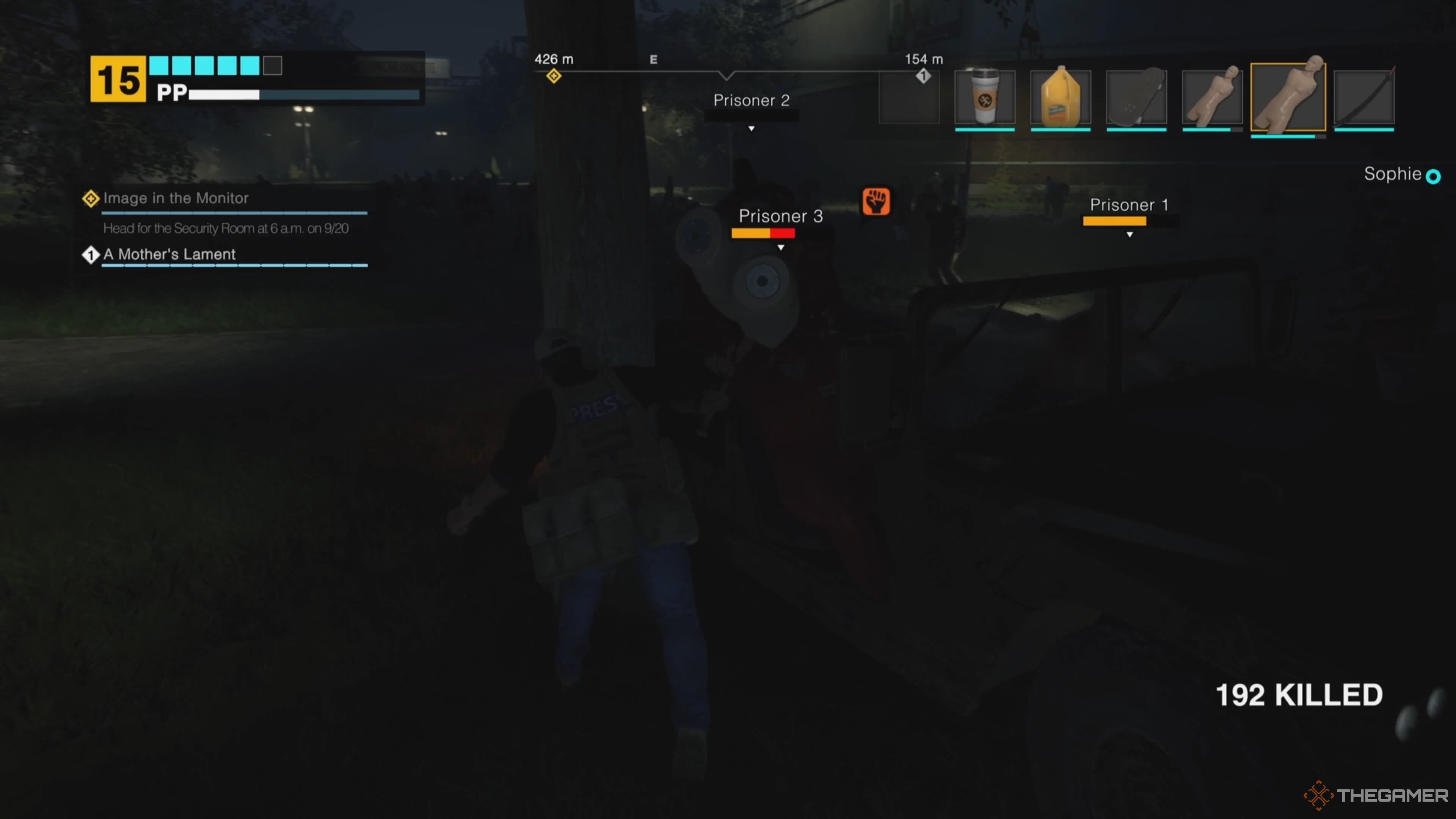 Frank using the Mannequin Torso against the Prisoners.
