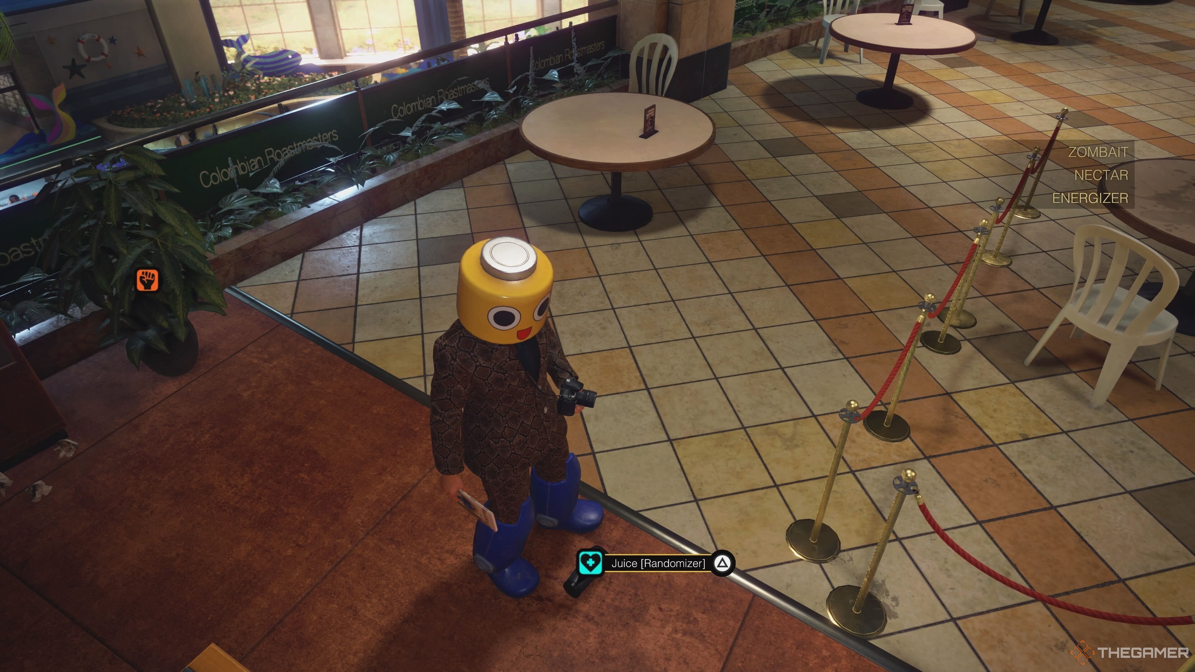 Frank West next to the Energizer in Dead Rising Deluxe Remaster.