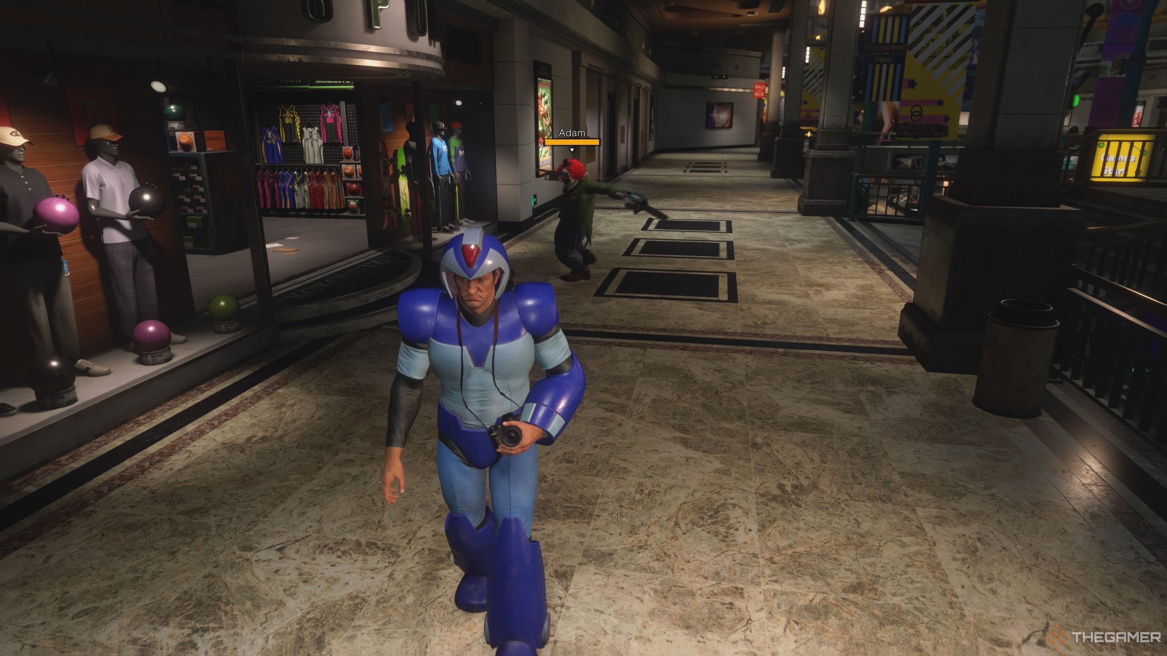Adam the Clown spinning in Dead Rising Deluxe Remaster.