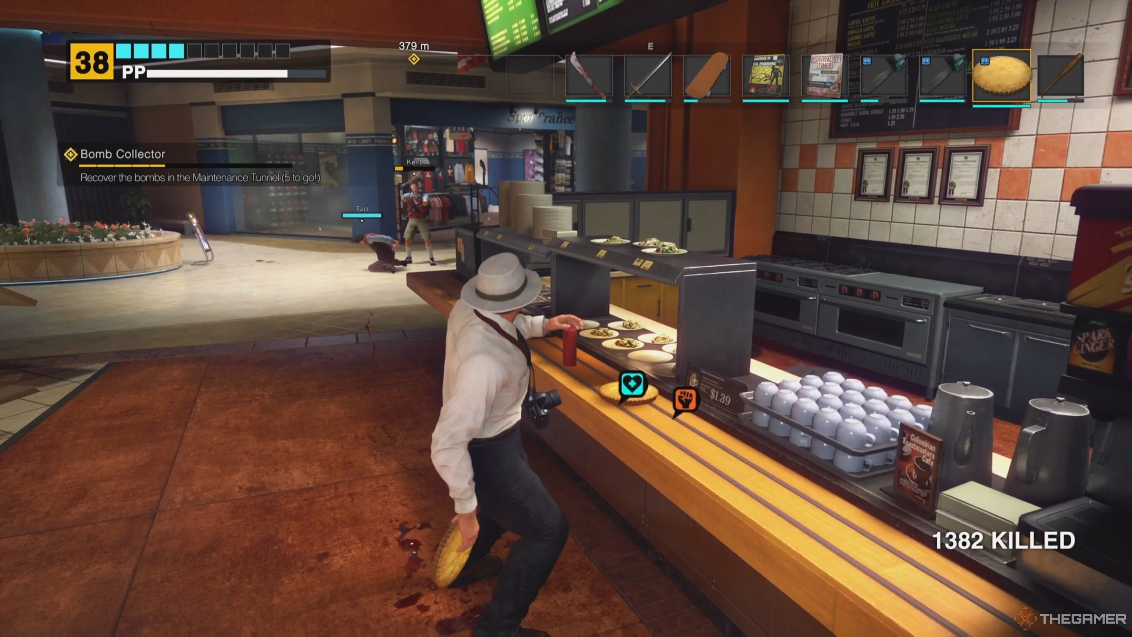Kent shooting at Frank in Dead Rising Deluxe Remaster.