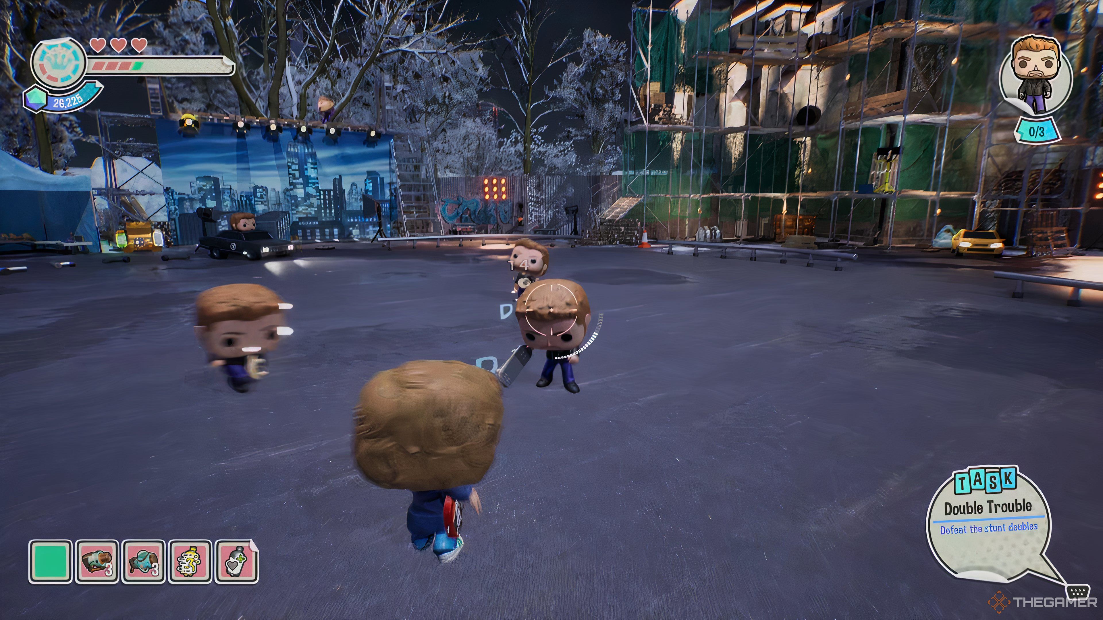 Scott Pilgrim vs several versions of Lucas in Funko Fusion.
