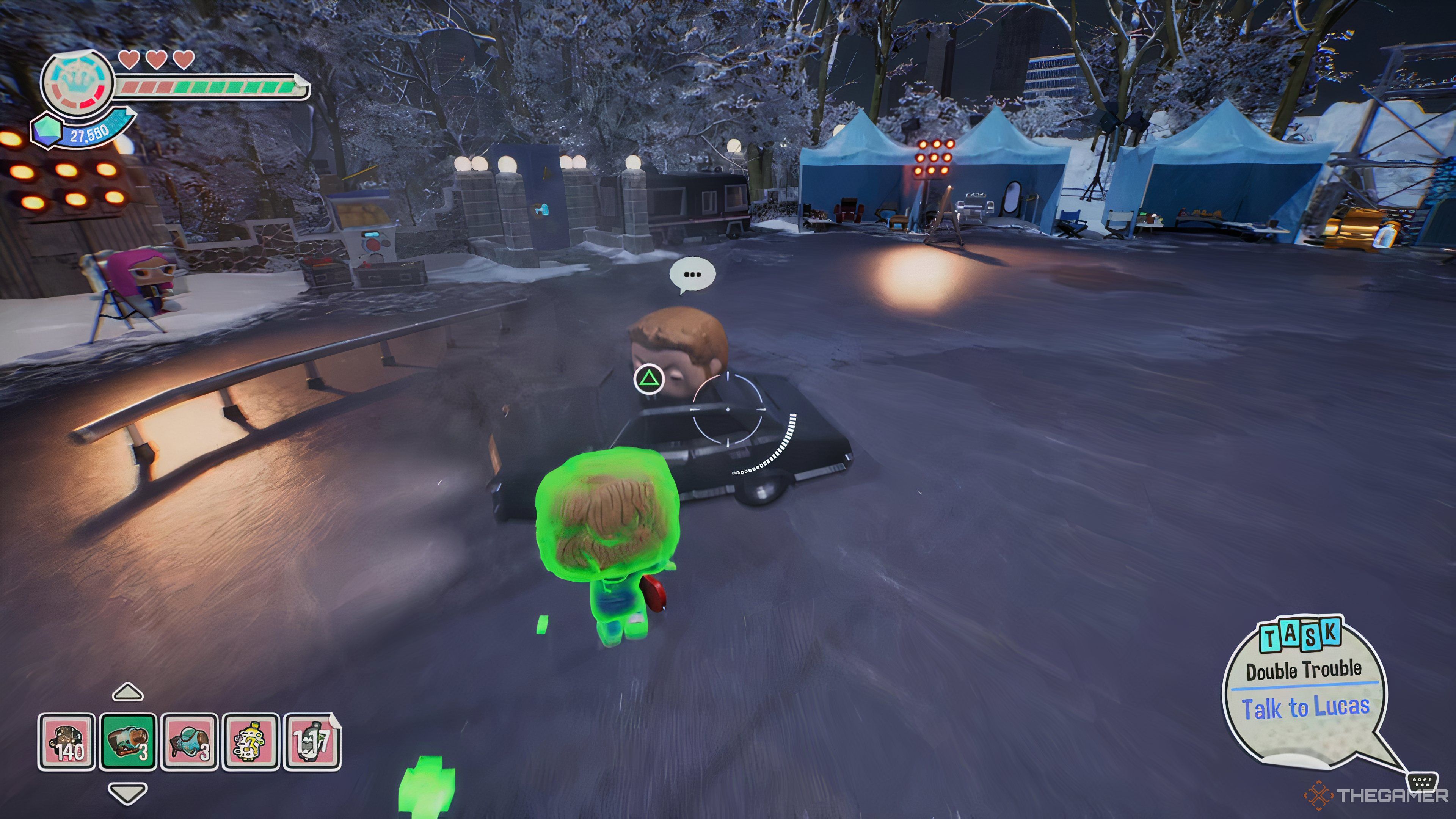 Lucas in his smoking vehicle in Funko Fusion.