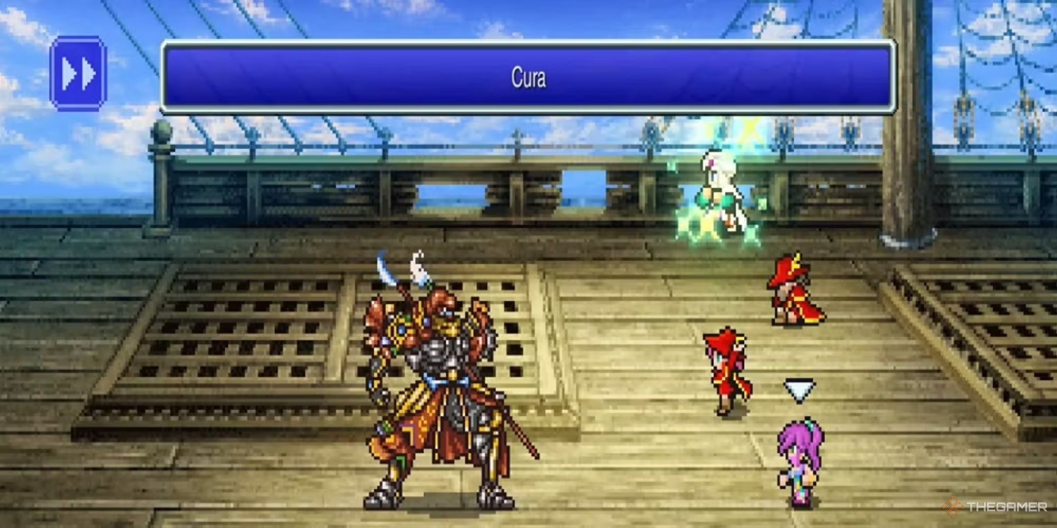 Gilgamesh battling the party in the final fantasy 5 pixel remaster.