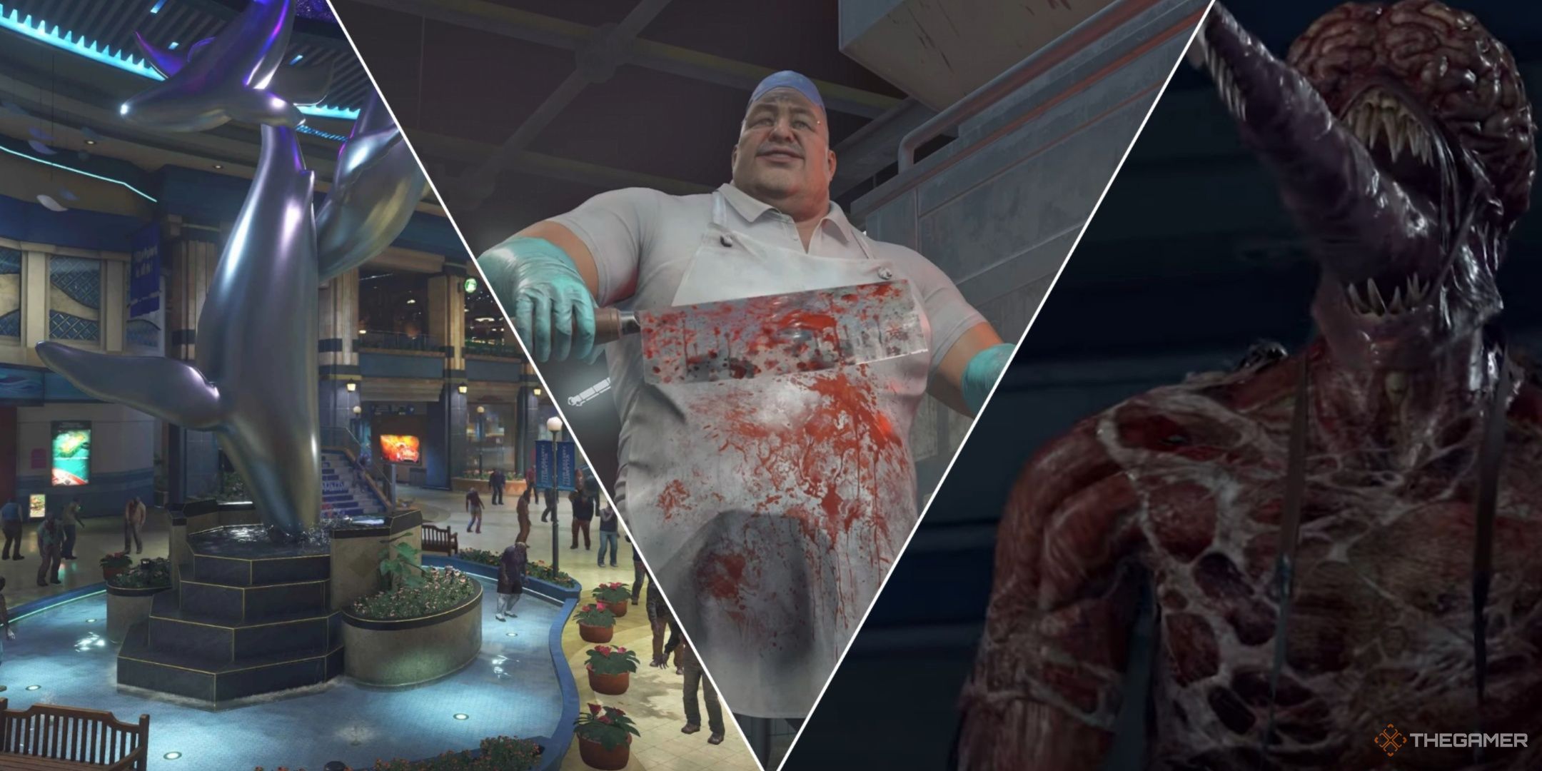A collage of changes made to Dead Rising in the Deluxe Remaster.