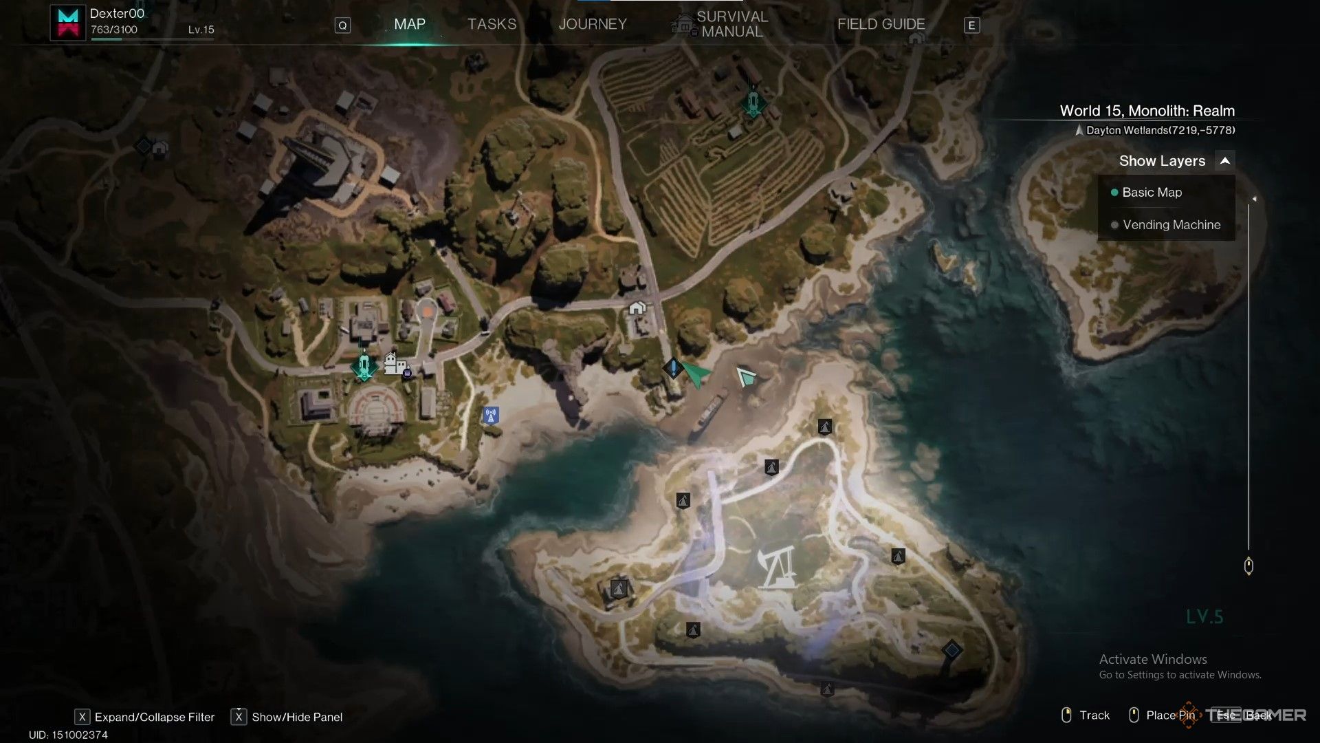A screenshot of the map location of Mola Island Visitor centre Morphic Crate in Once Human.
