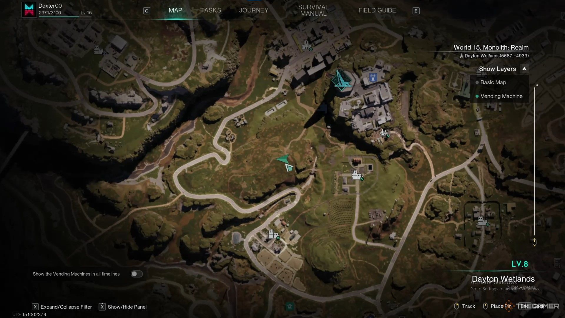 A map screenshot of the exact location for the Morphic Crate located near Rotten Manor in Once Human.