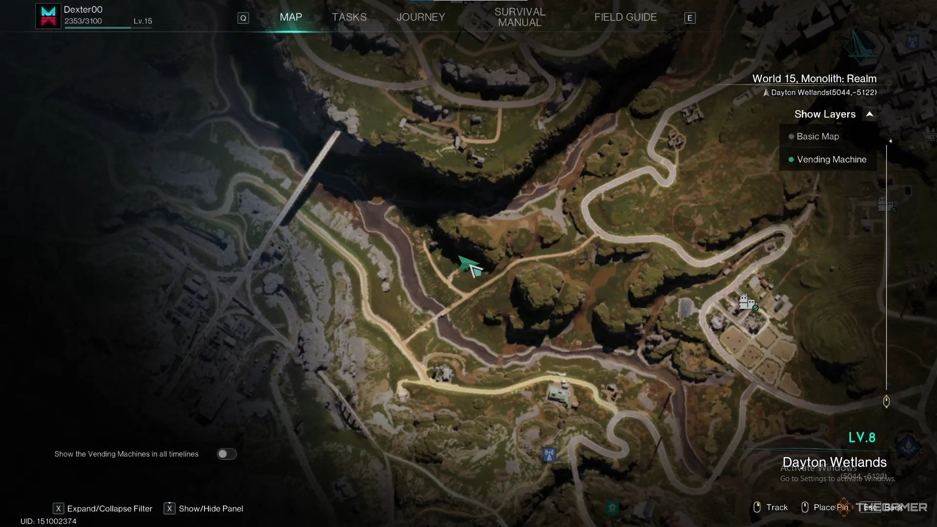 The map location of the Morphic crate located west of Citrus County in Once human.