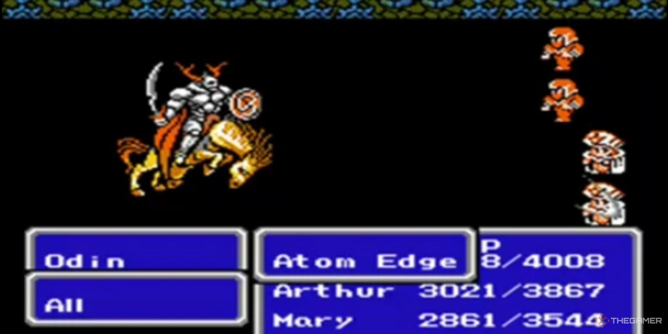 Odin using atom edge in Final Fantasy 3 on the NES.
