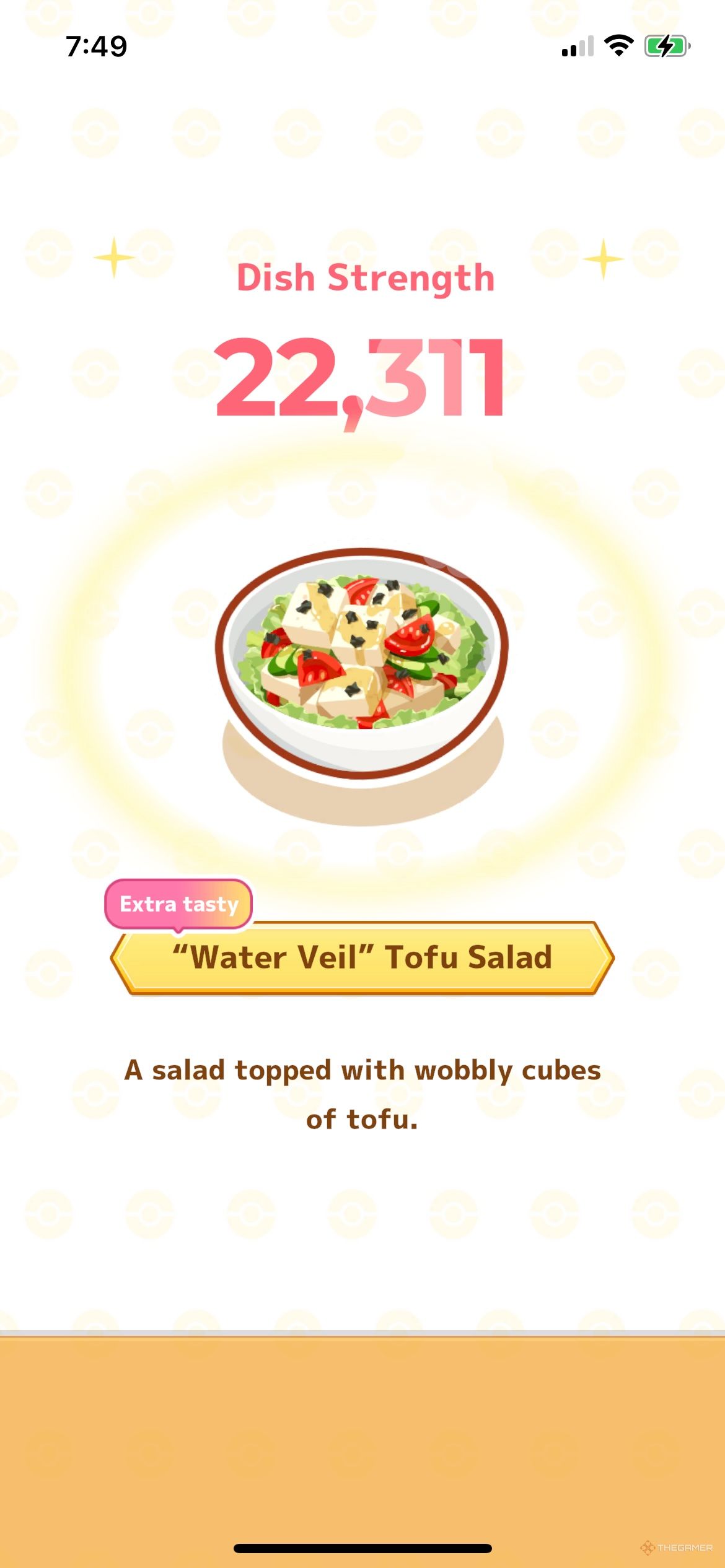 Pokemon Sleep Extra Tasty Water Veil Tofu Salad Dish