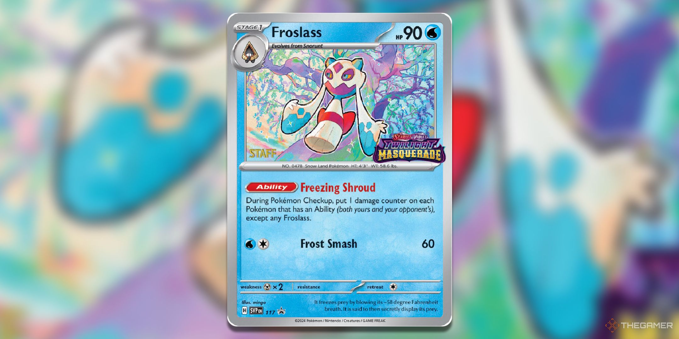 Prerelease Staff Froslass Pokemon TCG Card Art.