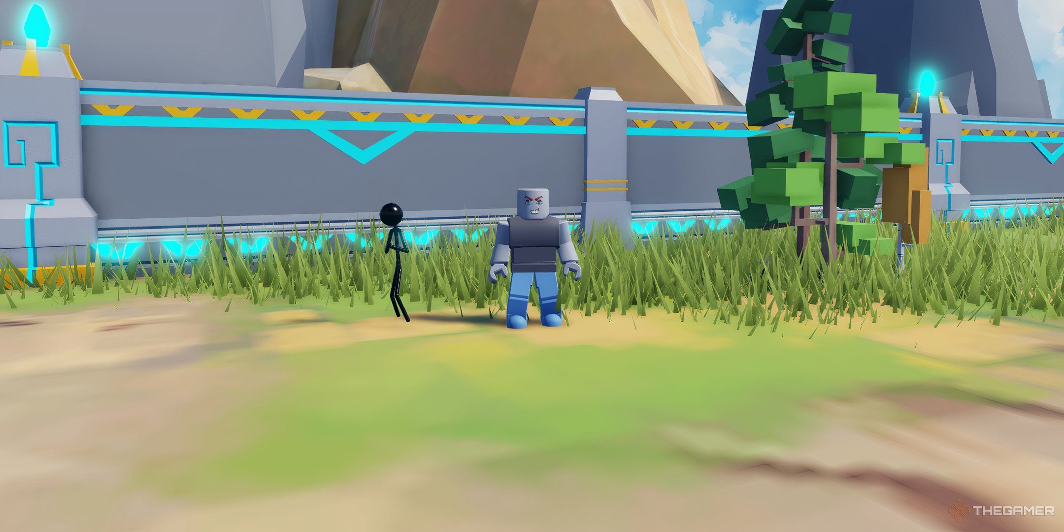 a player and stickman in Stickman TD on Roblox
