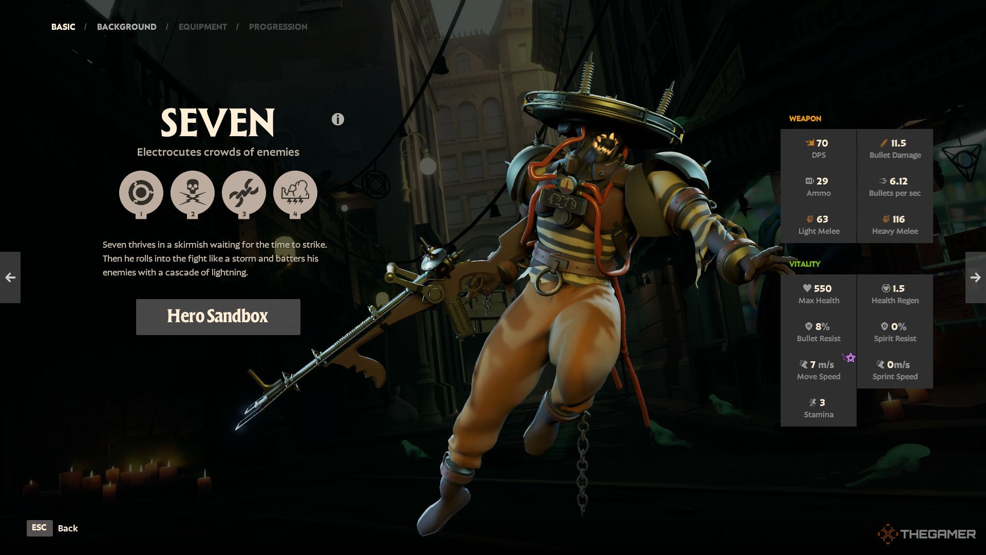 Seven's ability menu in Deadlock.