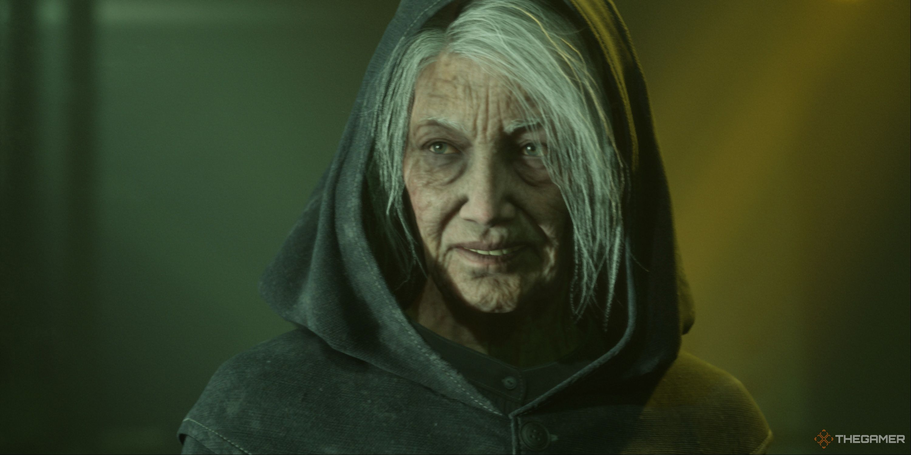 The Casting Of Frank Stone - A Close-up Of An Elderly Augustine Dressed In Her Cloak In The Horologium.