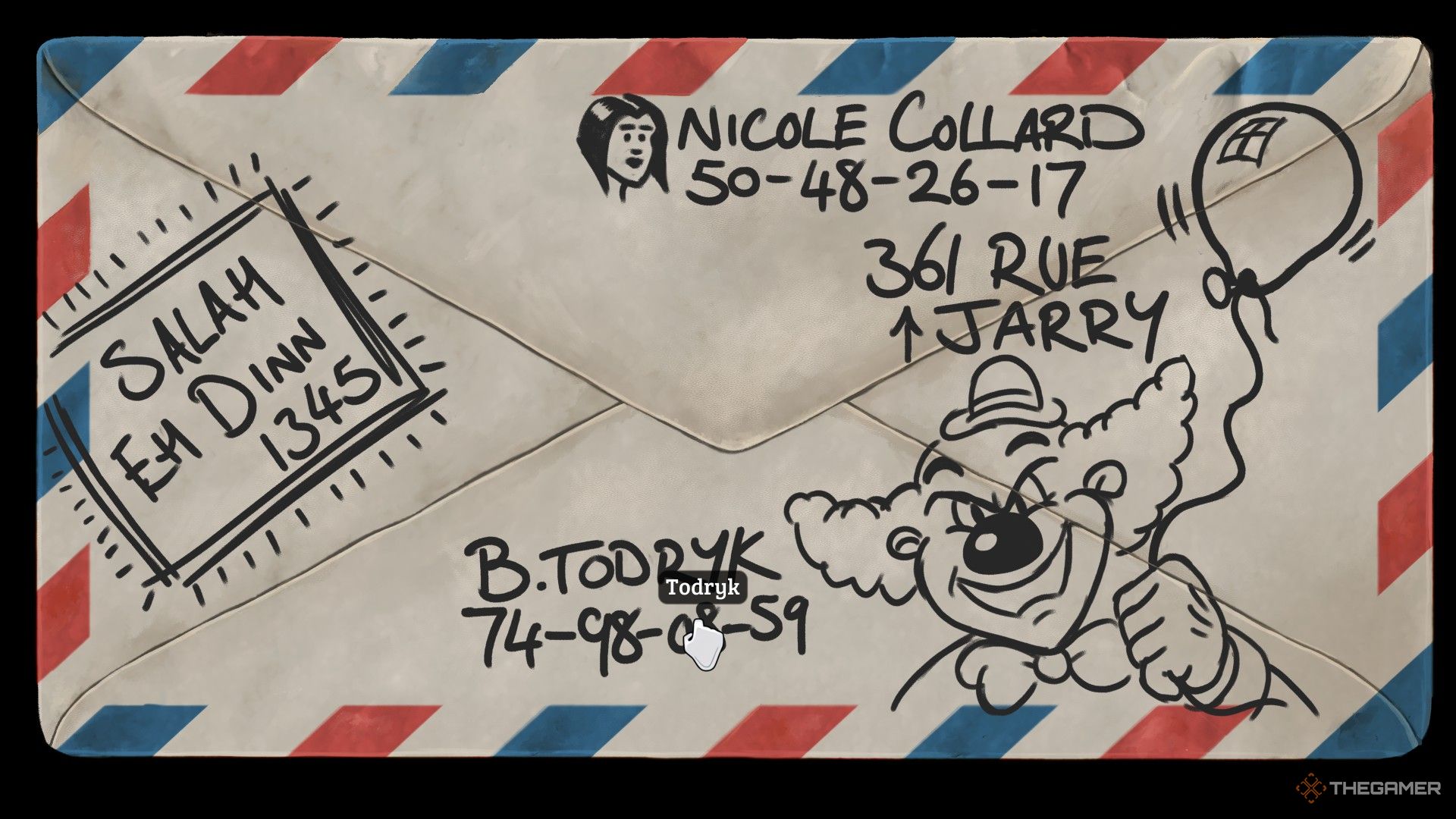 The phone numbers on the envelope in Broken Sword Reforged.