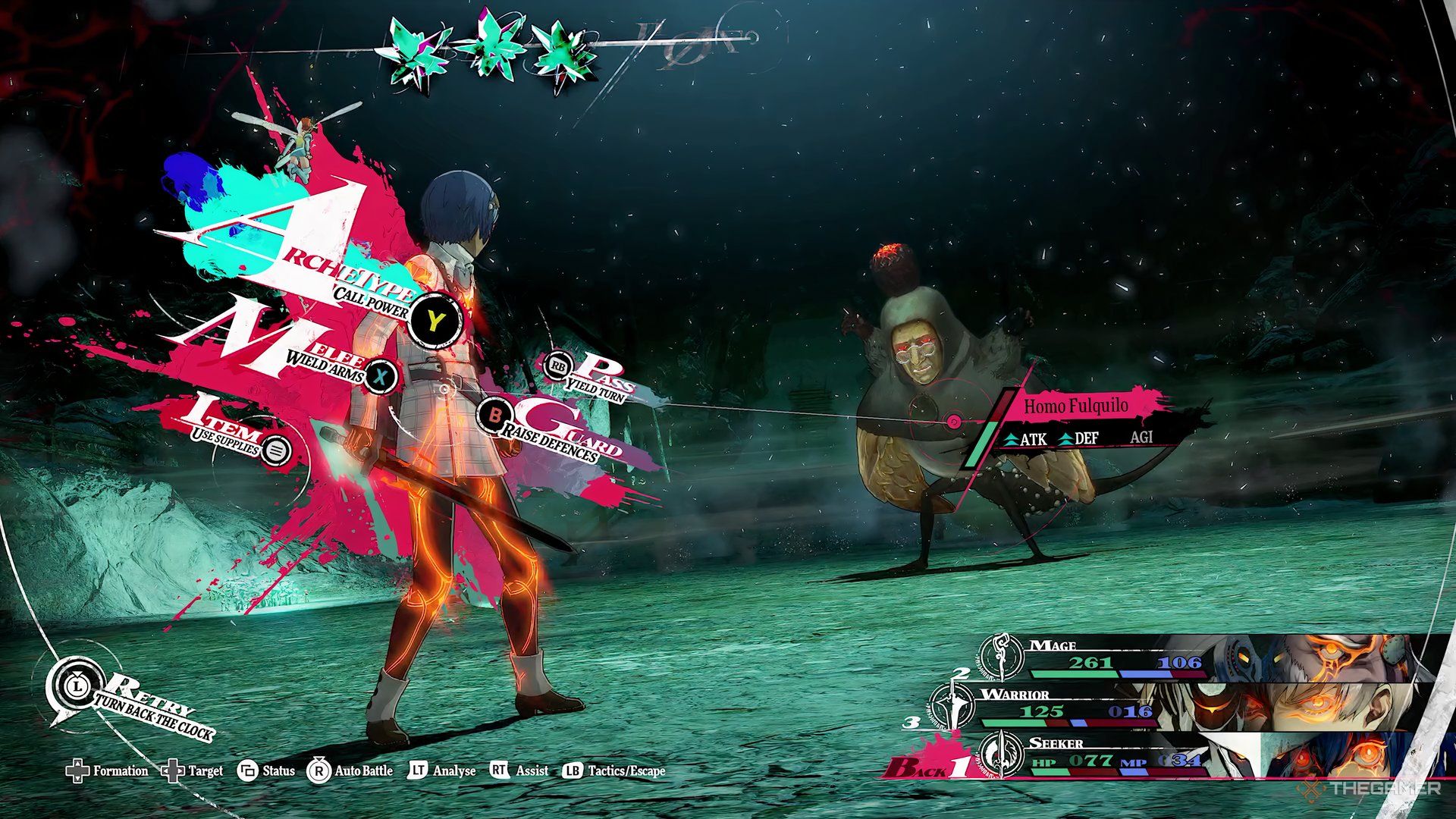 The protagonist fighting Homo Fulquilo in Metaphor Refantazio.