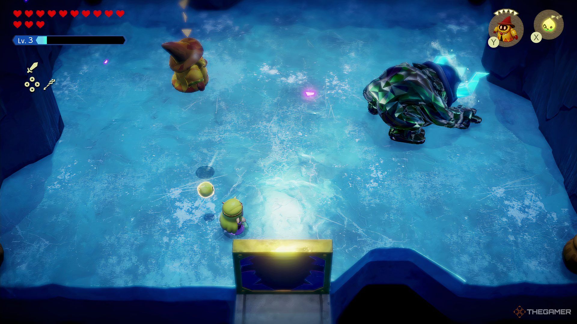 Skorchill performs his slam attack while wearing the ice helmet in Echoes of Wisdom.