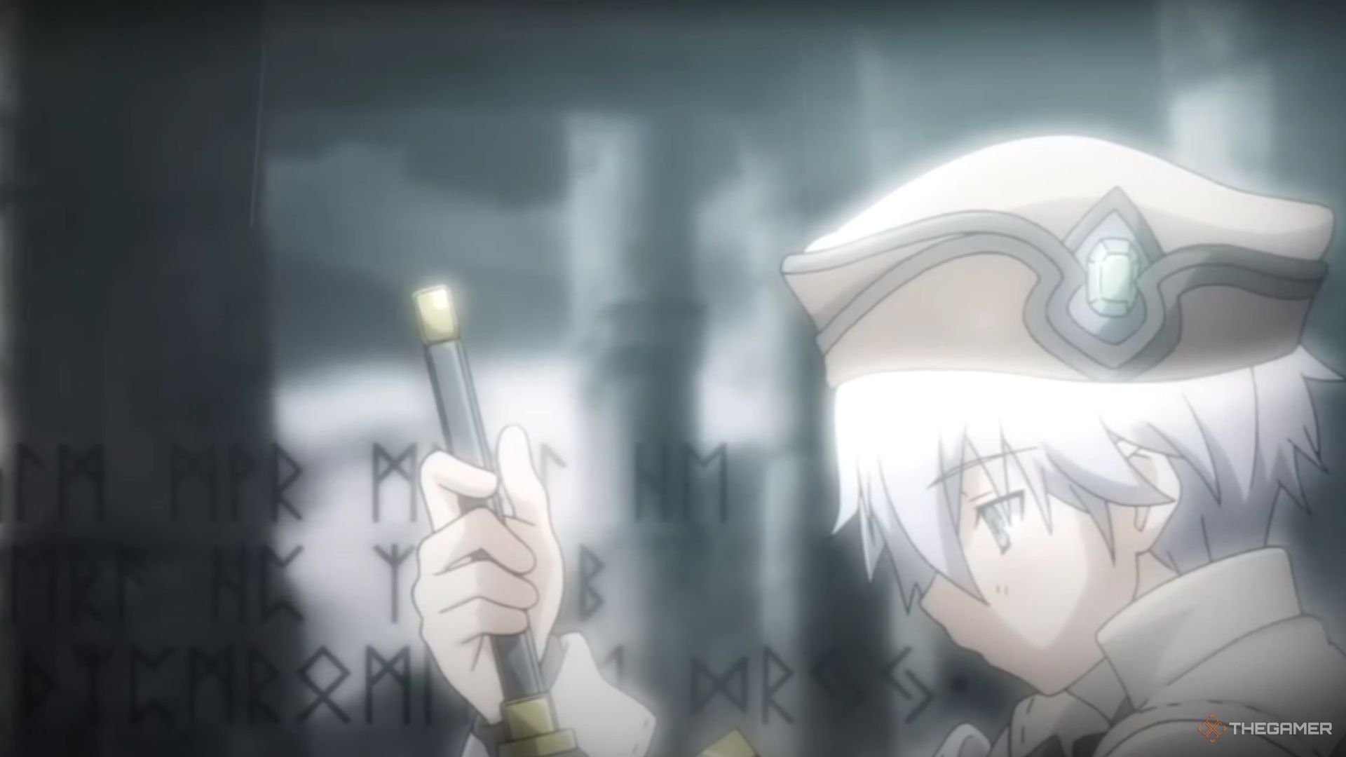 Aden is sitting with a sword in his hand in rune factory tides of destiny. 