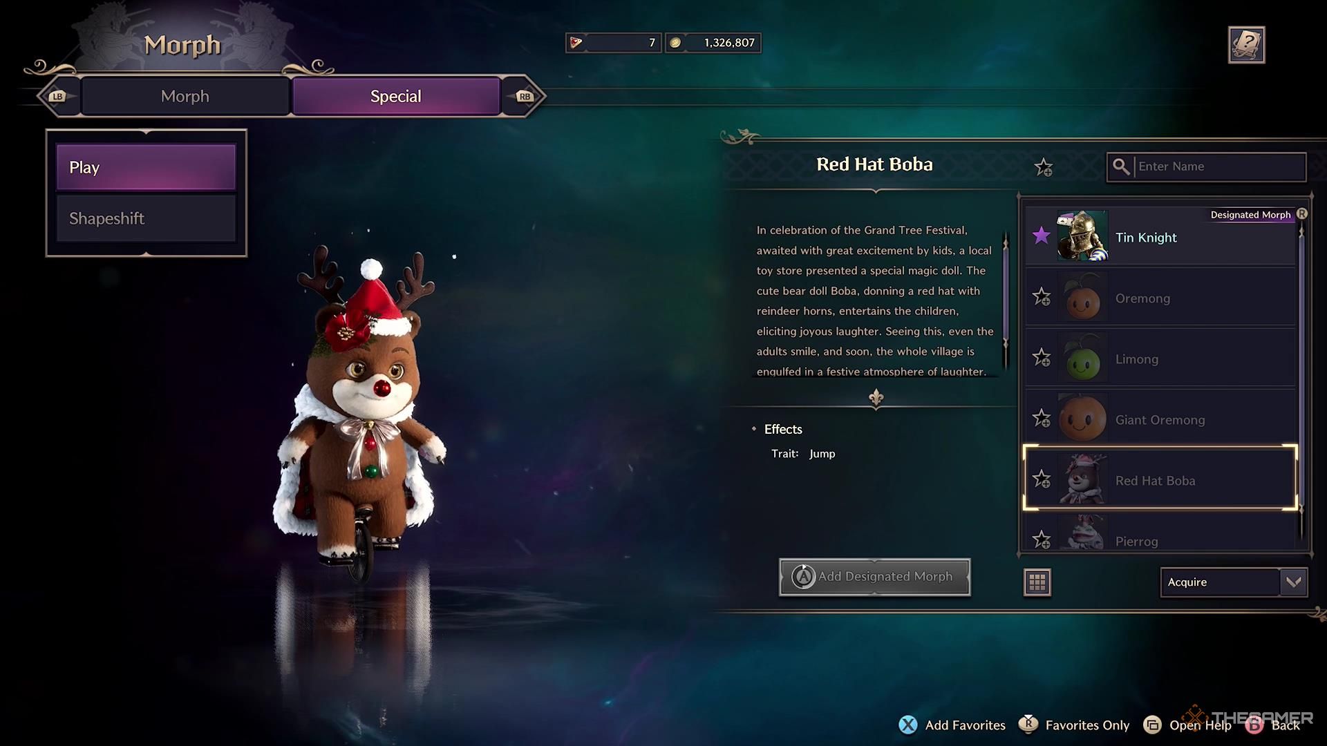 The Red Hat Boba in the morph selection screen in Throne and Liberty.